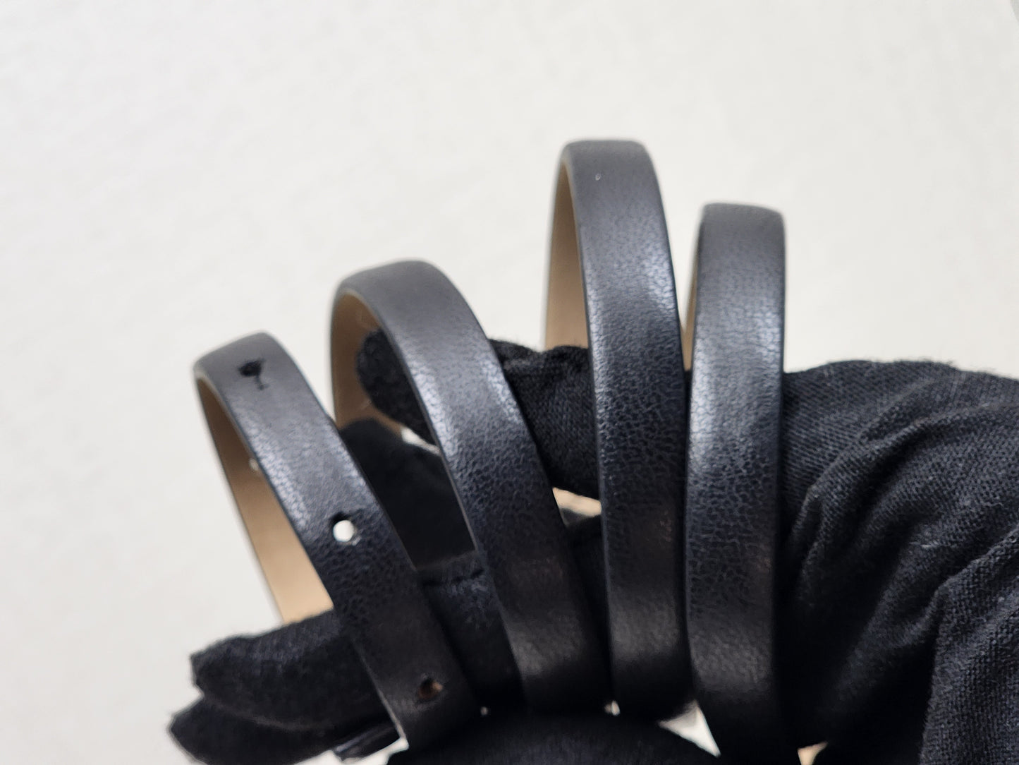 Chanel Black Leather Skinny CC Belt