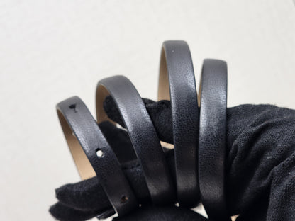 Chanel Black Leather Skinny CC Belt