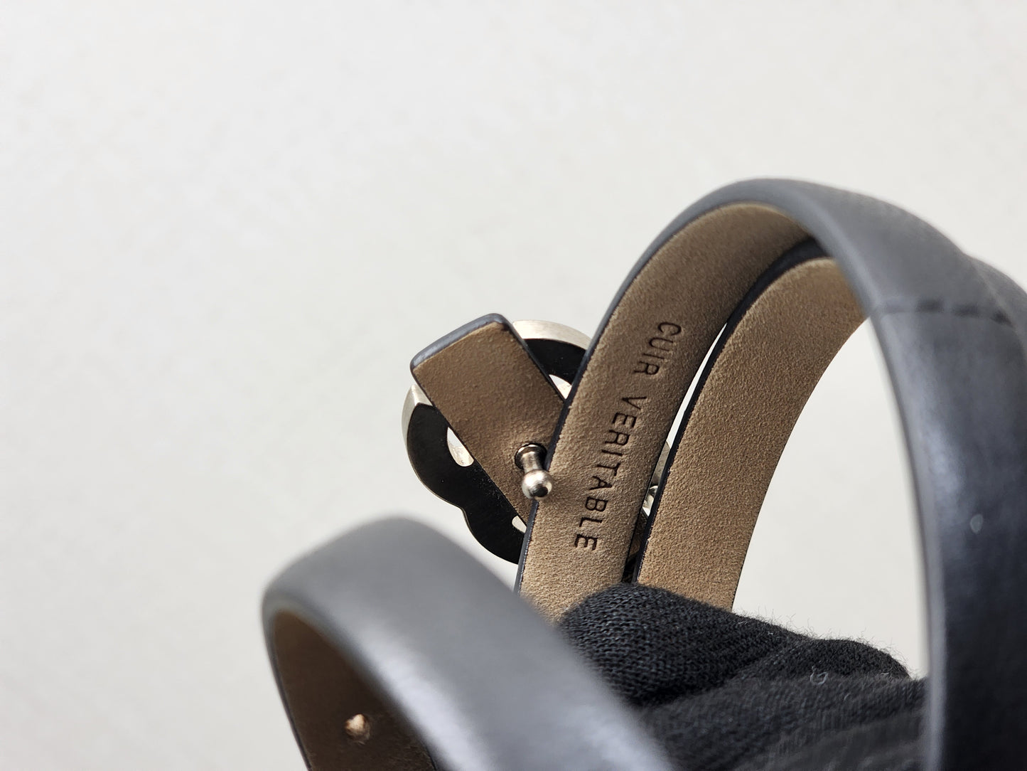 Chanel Black Leather Skinny CC Belt