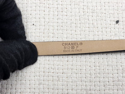 Chanel Black Leather Skinny CC Belt