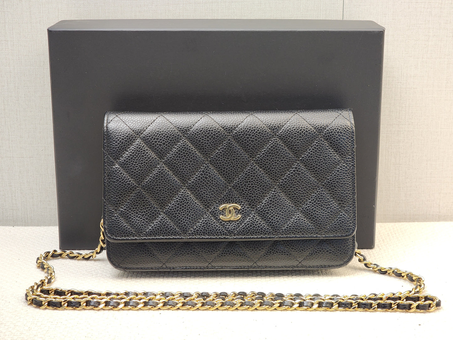 Chanel Black Caviar Classic WOC (GHW)