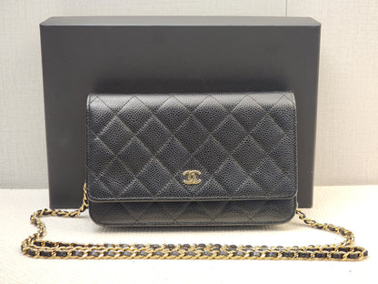 Chanel Black Caviar Classic WOC (GHW)