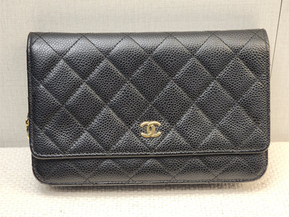 Chanel Black Caviar Classic WOC (GHW)
