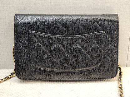 Chanel Black Caviar Classic WOC (GHW)