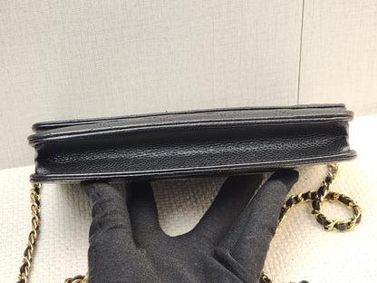 Chanel Black Caviar Classic WOC (GHW)