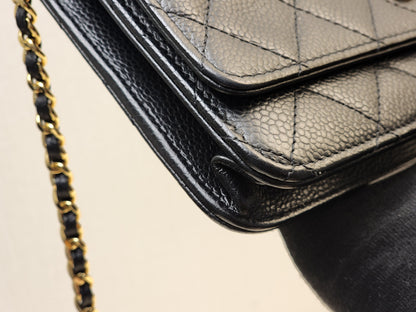 Chanel Black Caviar Classic WOC (GHW)