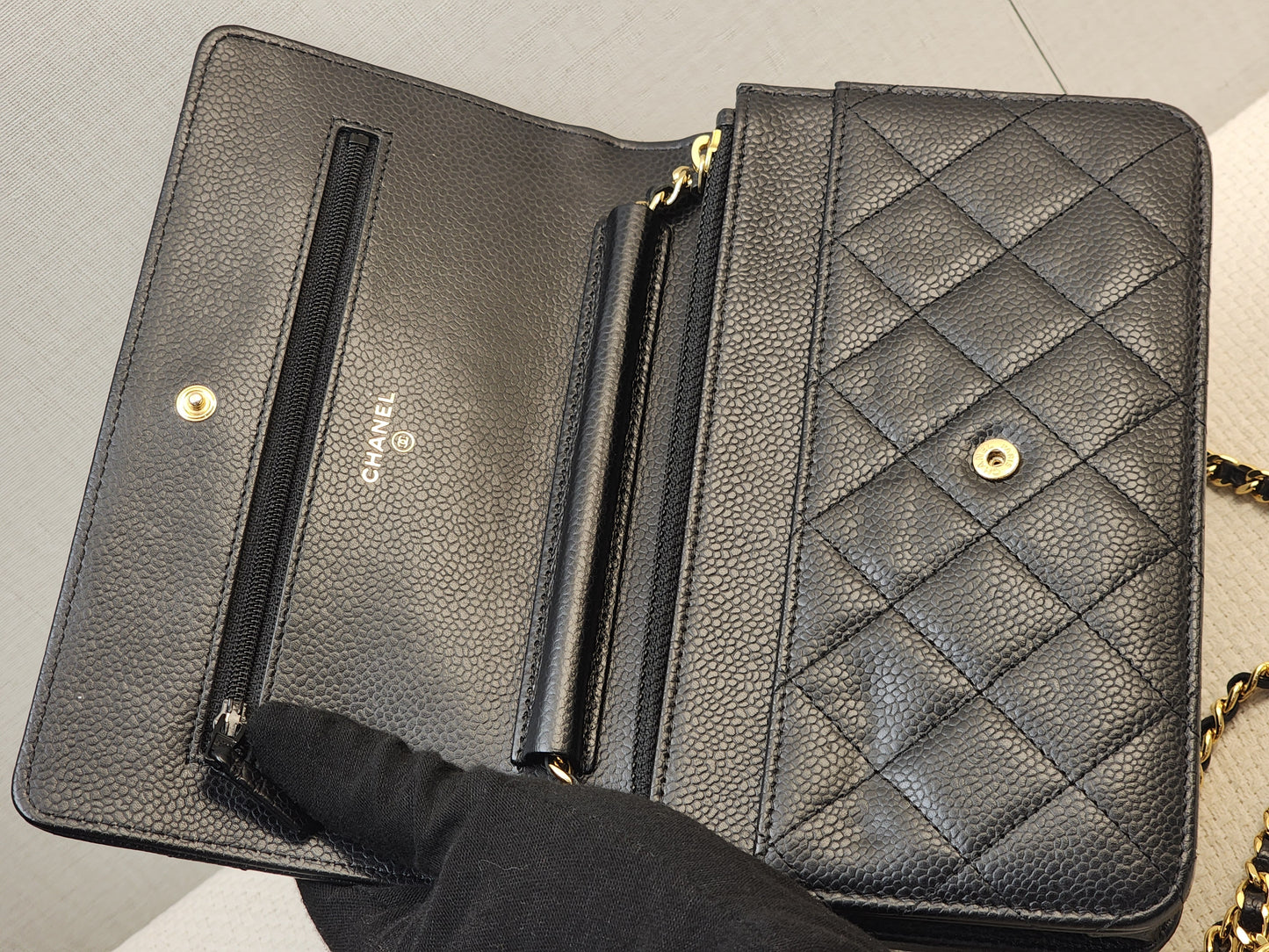 Chanel Black Caviar Classic WOC (GHW)