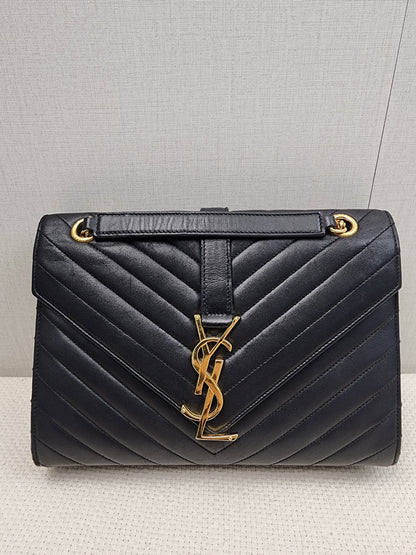 YSL Black Lambskin Medium Envelope Bag (GHW)