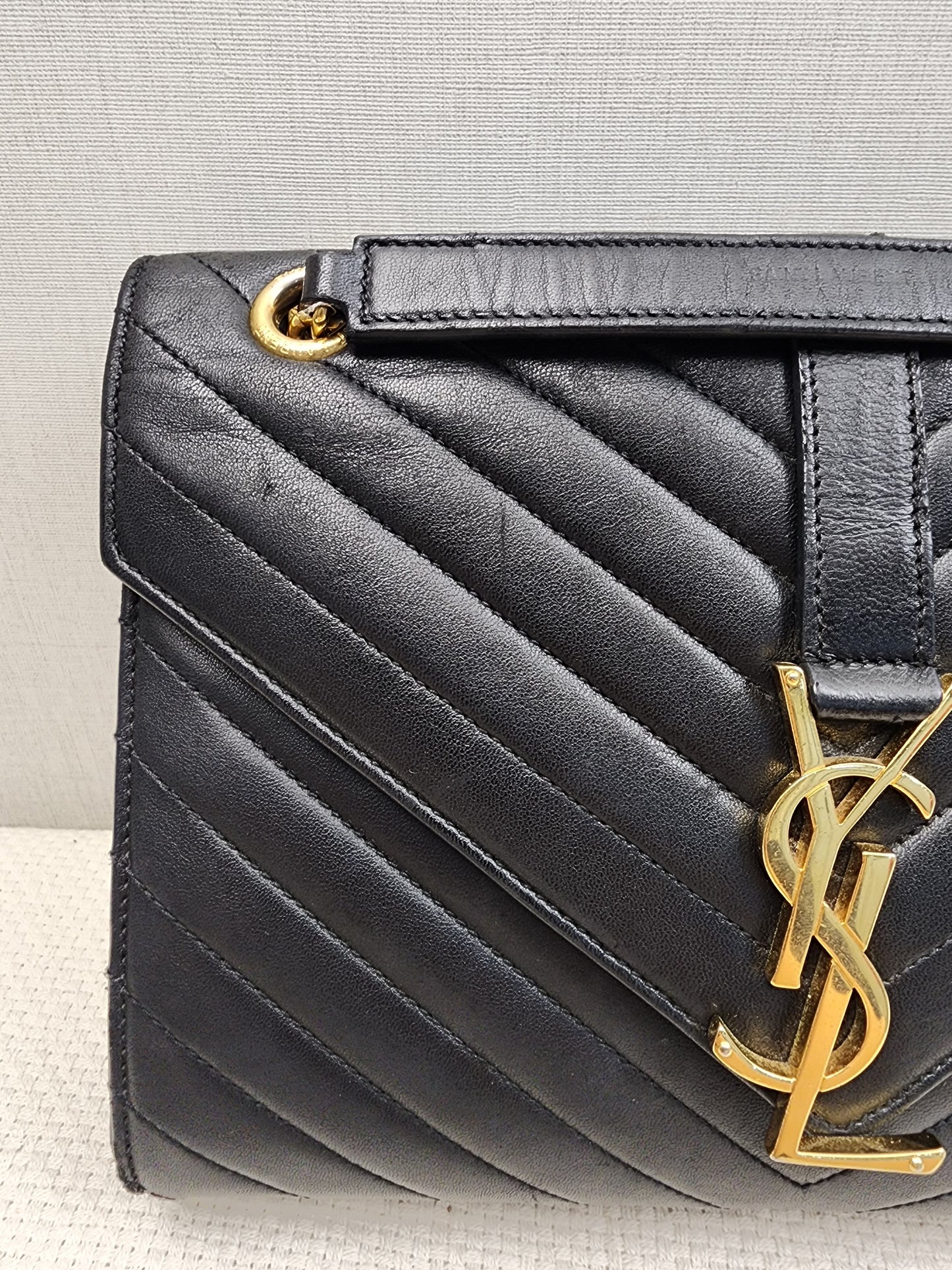 YSL Black Lambskin Medium Envelope Bag (GHW)
