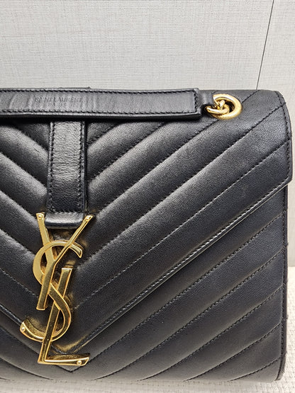 YSL Black Lambskin Medium Envelope Bag (GHW)