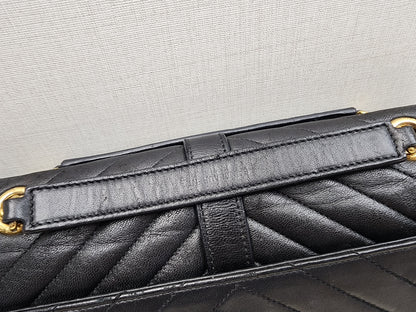 YSL Black Lambskin Medium Envelope Bag (GHW)