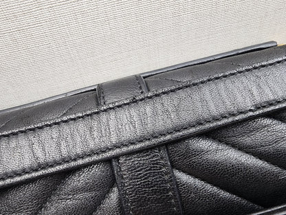 YSL Black Lambskin Medium Envelope Bag (GHW)