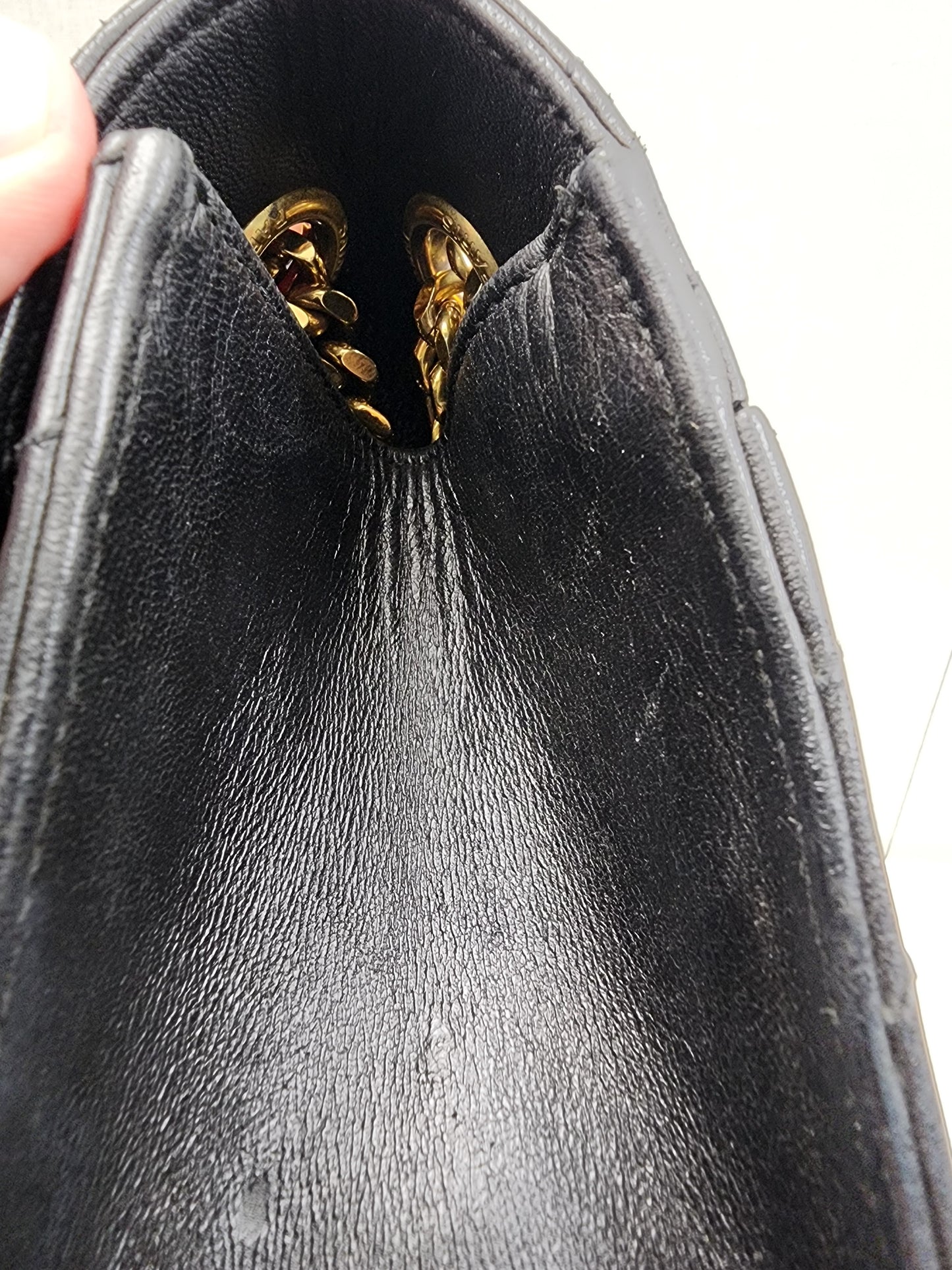 YSL Black Lambskin Medium Envelope Bag (GHW)