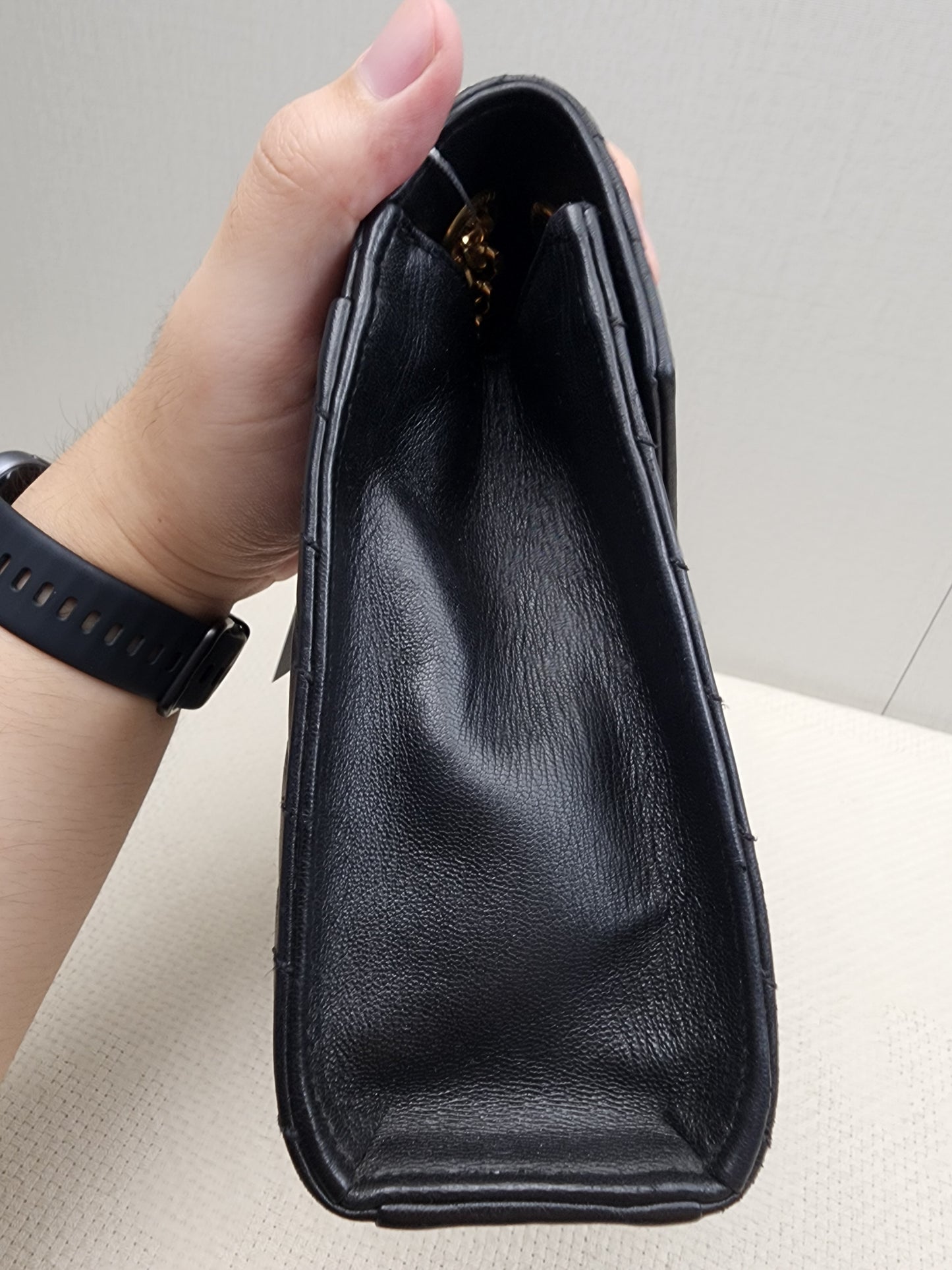 YSL Black Lambskin Medium Envelope Bag (GHW)