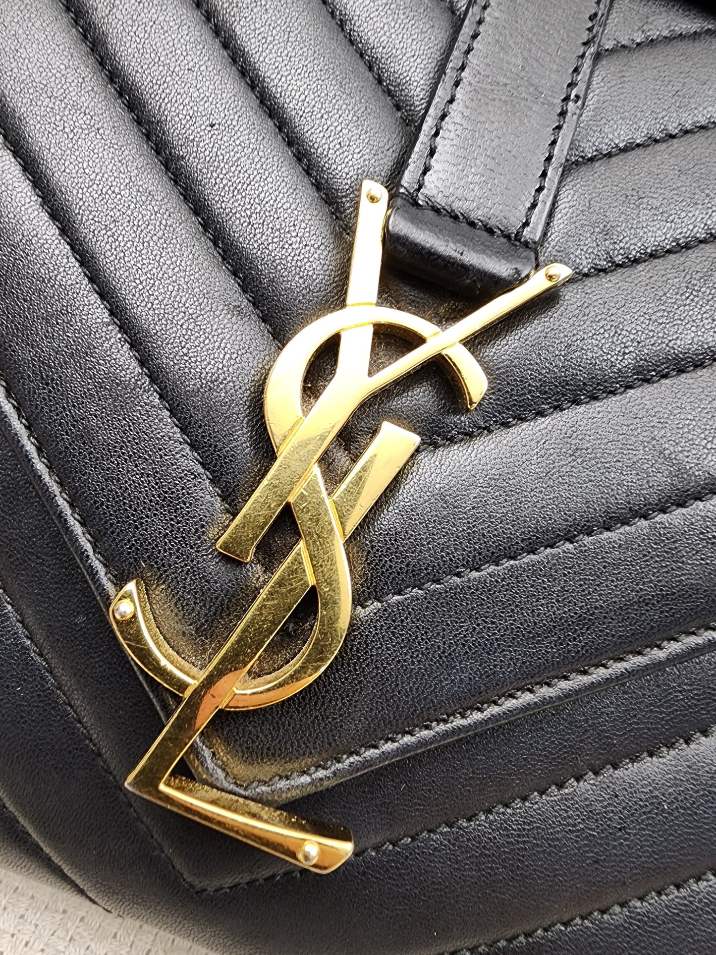 YSL Black Lambskin Medium Envelope Bag (GHW)