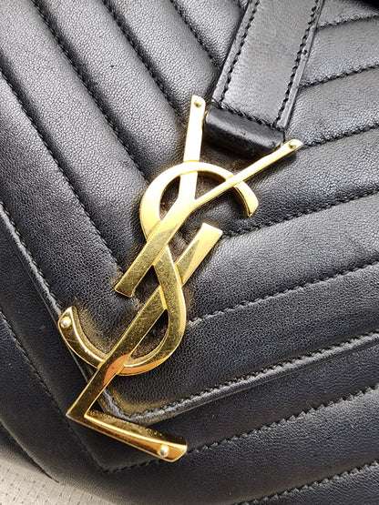 YSL Black Lambskin Medium Envelope Bag (GHW)