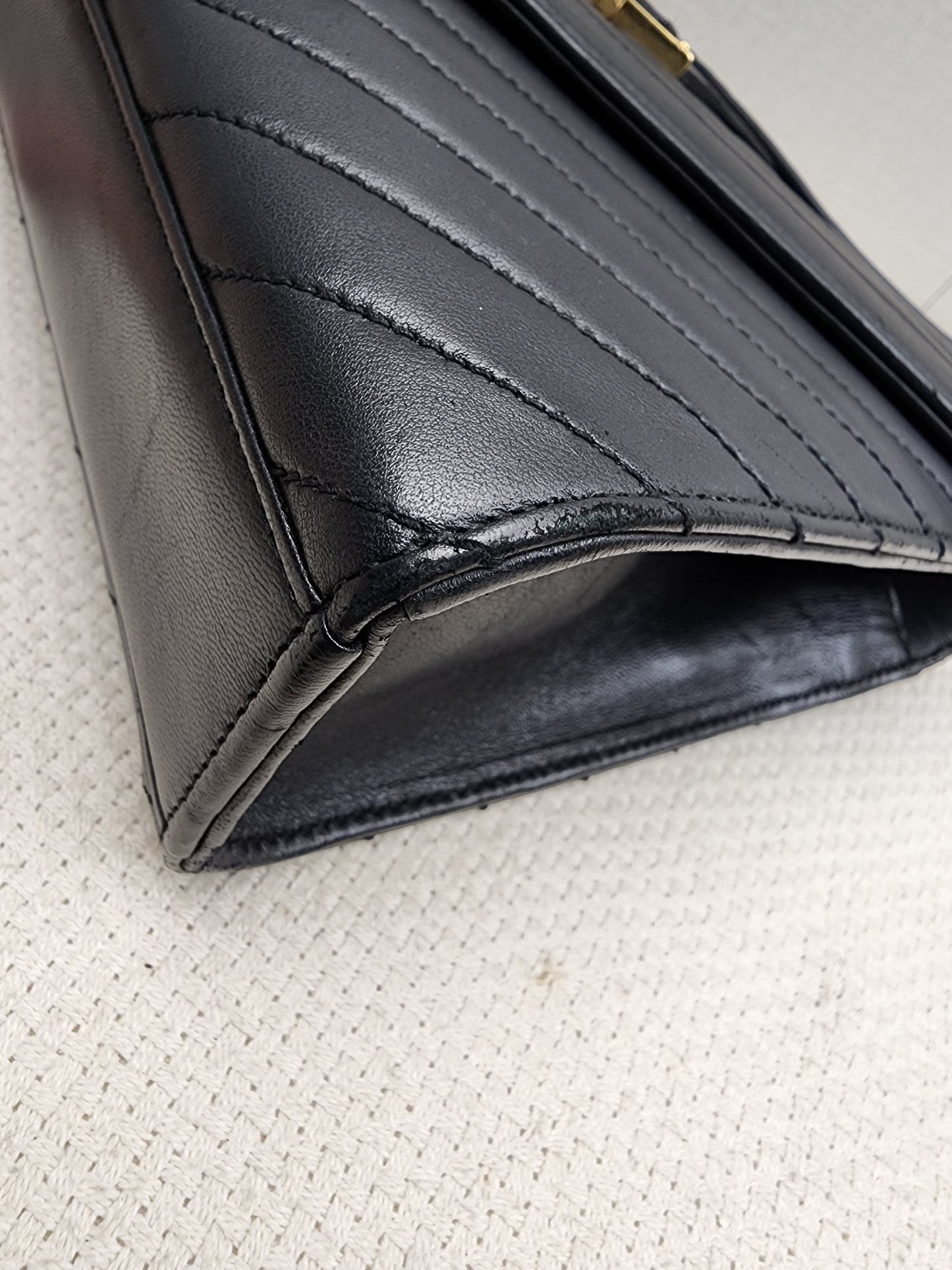 YSL Black Lambskin Medium Envelope Bag (GHW)