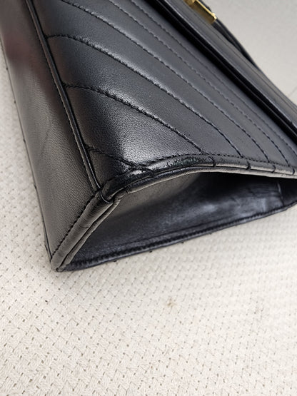 YSL Black Lambskin Medium Envelope Bag (GHW)