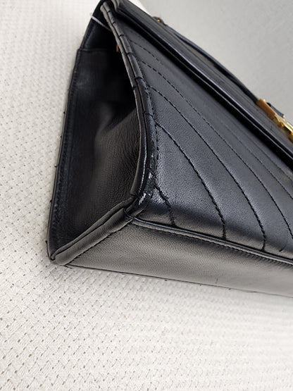 YSL Black Lambskin Medium Envelope Bag (GHW)