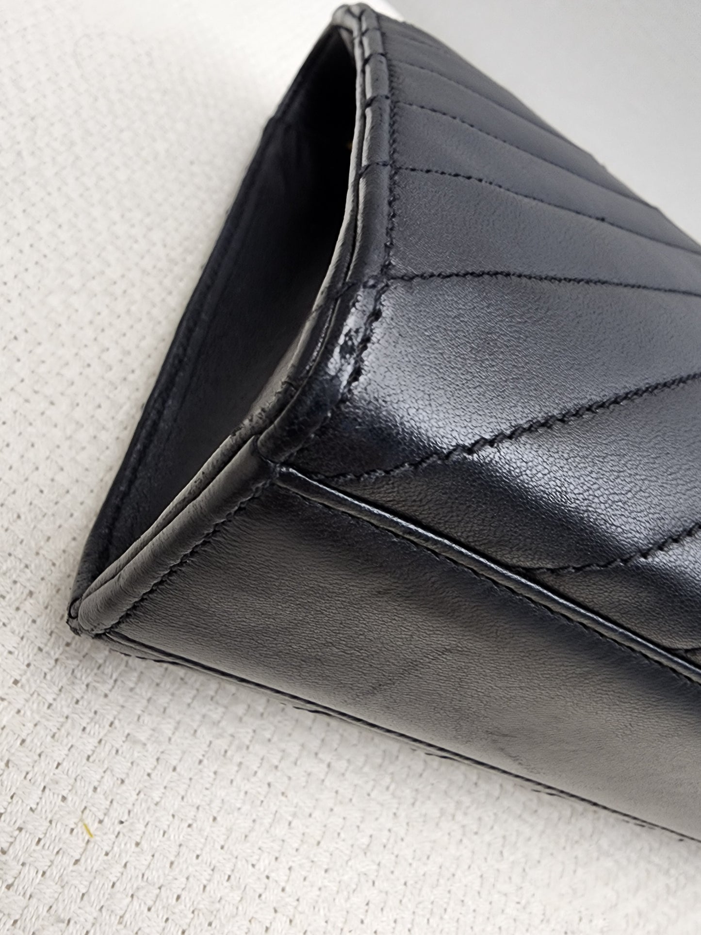 YSL Black Lambskin Medium Envelope Bag (GHW)