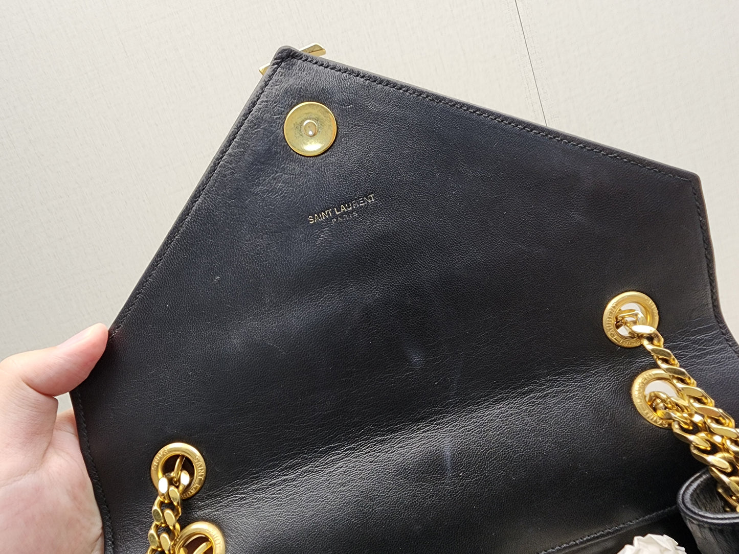 YSL Black Lambskin Medium Envelope Bag (GHW)