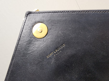 YSL Black Lambskin Medium Envelope Bag (GHW)