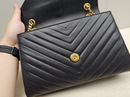 YSL Black Lambskin Medium Envelope Bag (GHW)