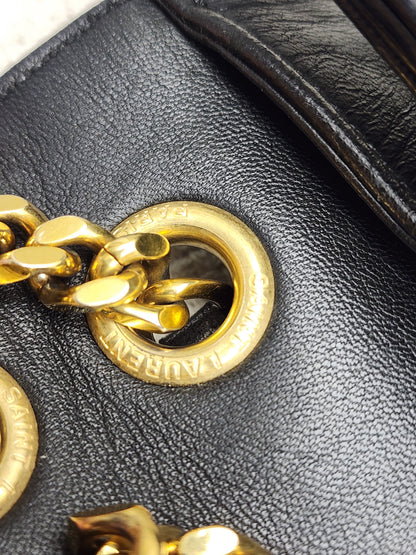 YSL Black Lambskin Medium Envelope Bag (GHW)