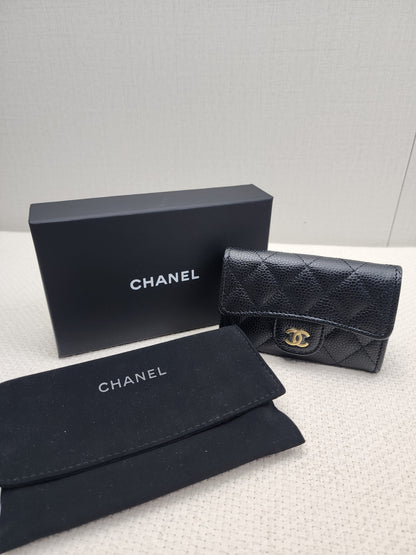 Chanel Black Caviar Classic Flap Card Holder (GHW)
