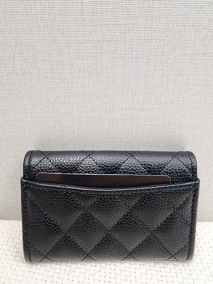 Chanel Black Caviar Classic Flap Card Holder (GHW)