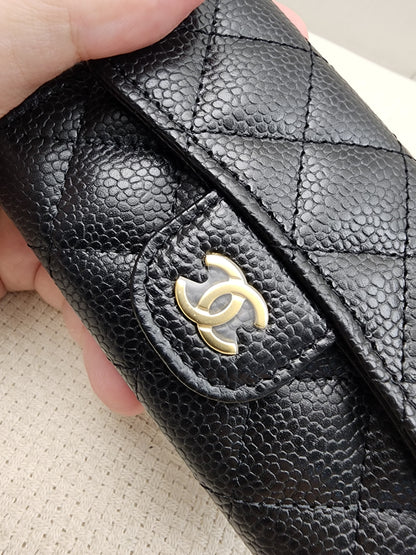 Chanel Black Caviar Classic Flap Card Holder (GHW)