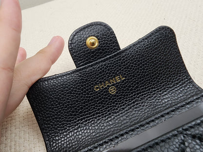 Chanel Black Caviar Classic Flap Card Holder (GHW)