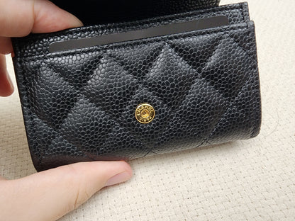 Chanel Black Caviar Classic Flap Card Holder (GHW)