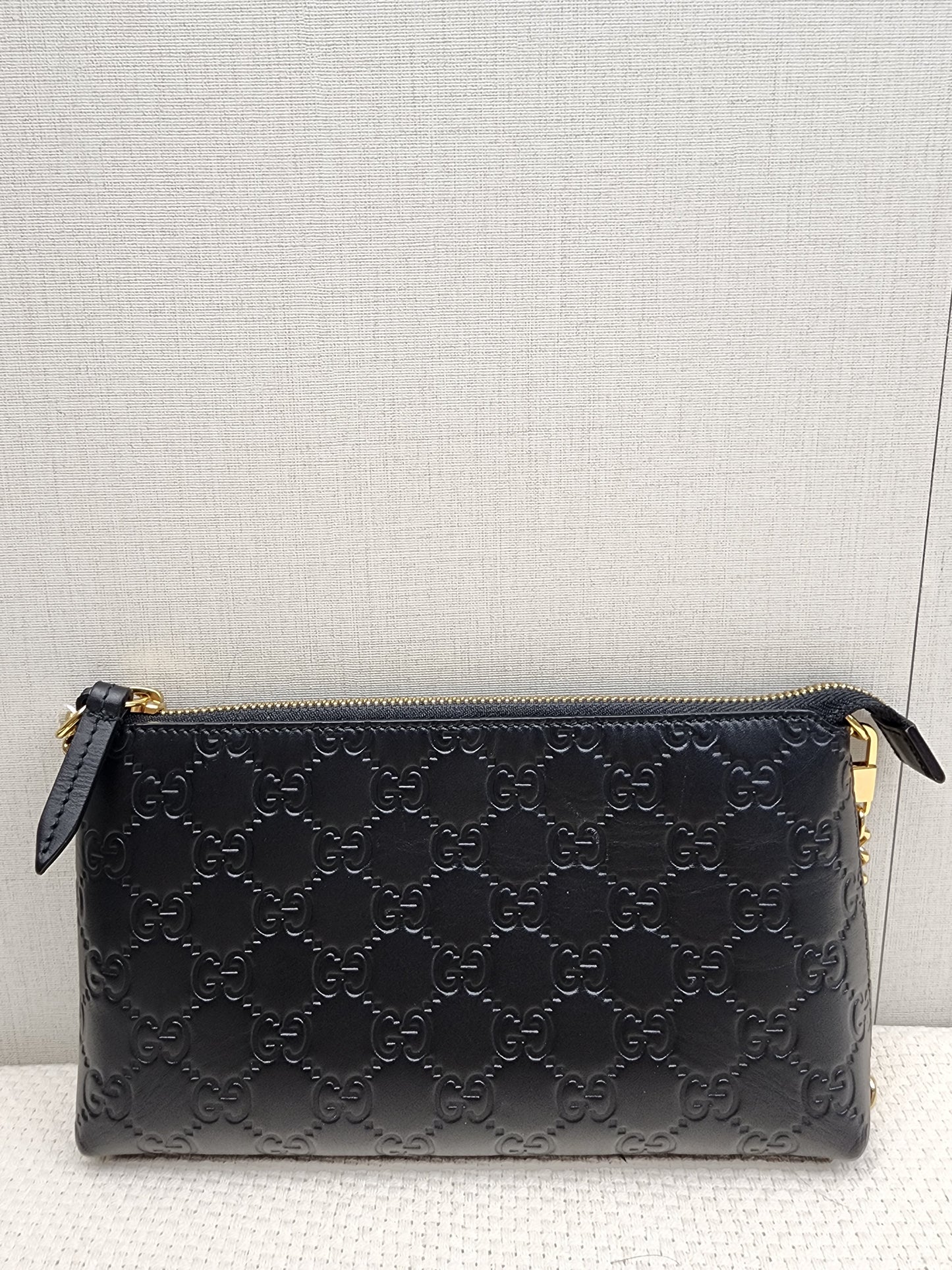 Gucci Black Guccissima Leather Wristlet Shoulder Bag