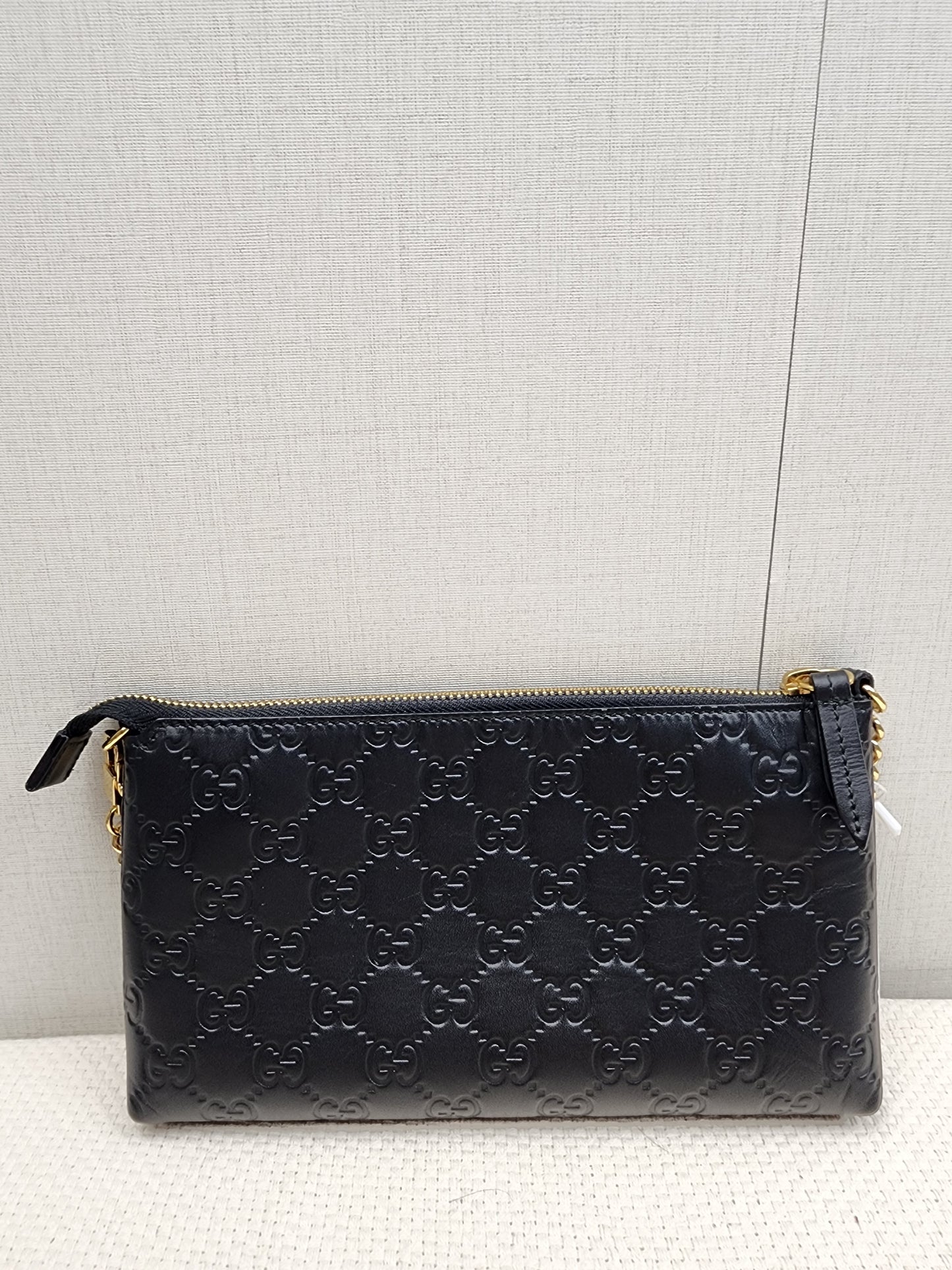 Gucci Black Guccissima Leather Wristlet Shoulder Bag
