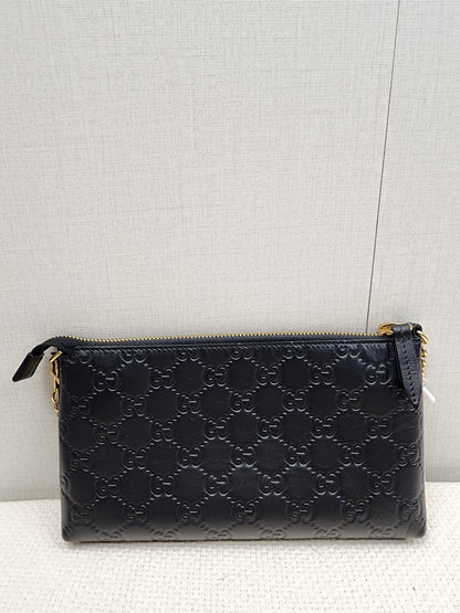 Gucci Black Guccissima Leather Wristlet Shoulder Bag