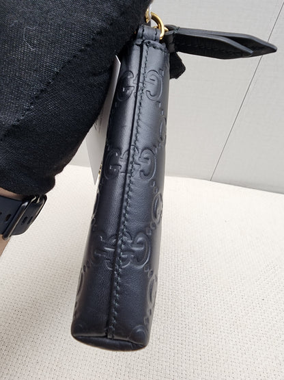 Gucci Black Guccissima Leather Wristlet Shoulder Bag