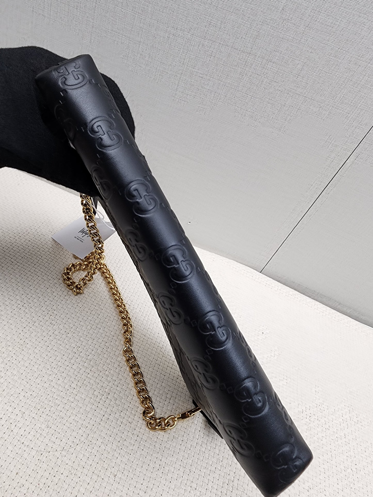 Gucci Black Guccissima Leather Wristlet Shoulder Bag