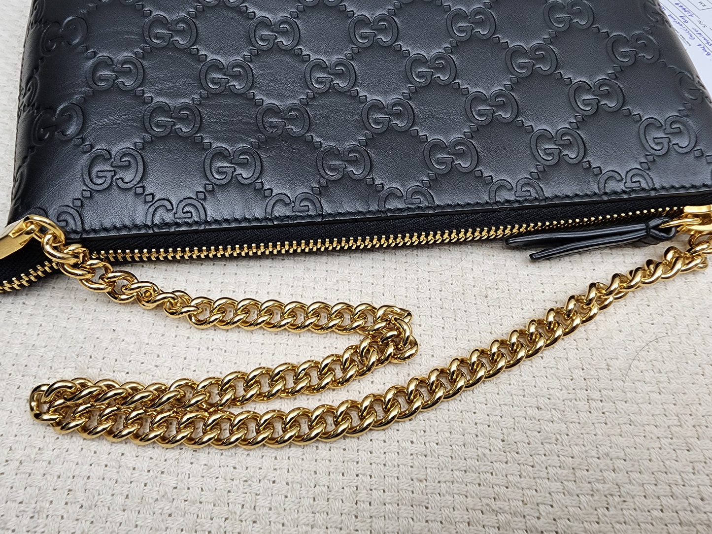 Gucci Black Guccissima Leather Wristlet Shoulder Bag