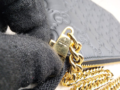 Gucci Black Guccissima Leather Wristlet Shoulder Bag