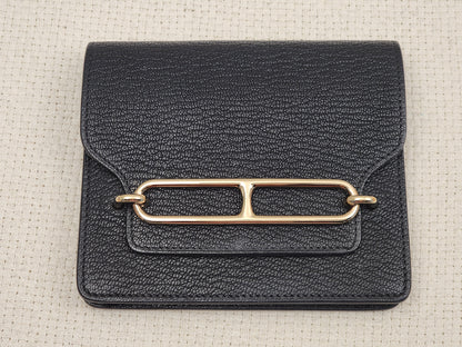 Hermes Noir Roulis Slim Compact Wallet (GHW)