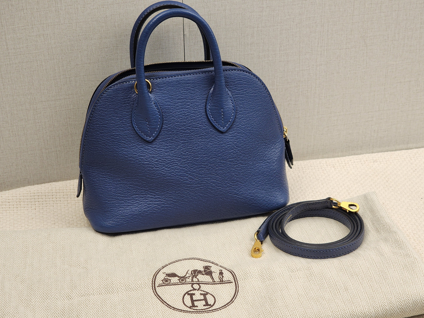 Hermes Blue Brighton Mini Bolide (GHW)
