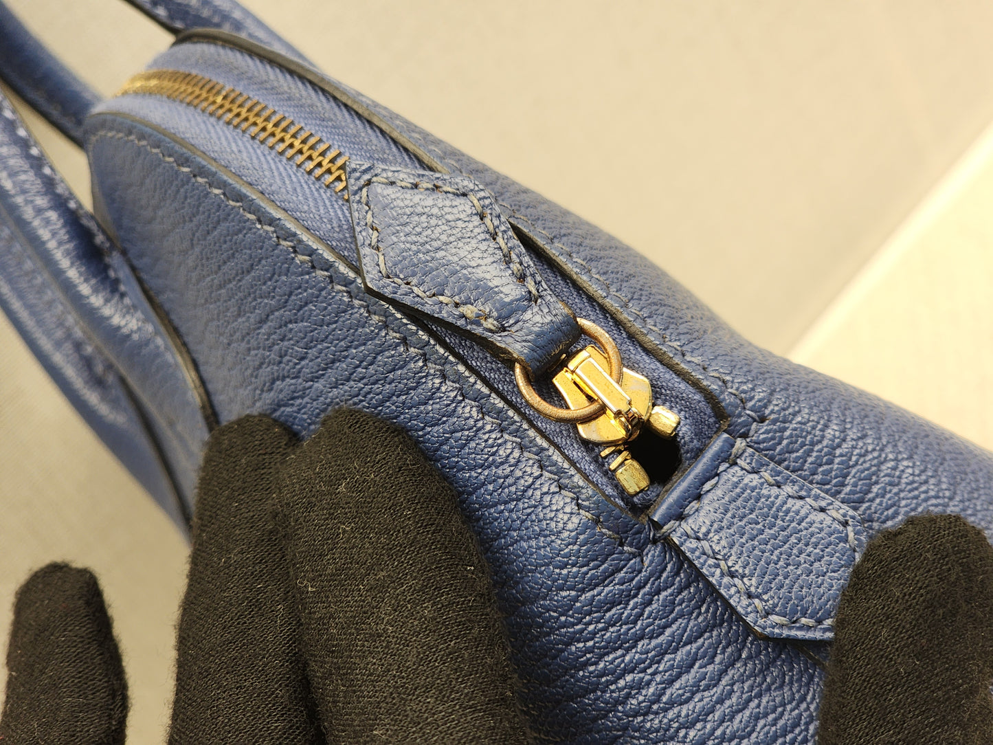 Hermes Blue Brighton Mini Bolide (GHW)