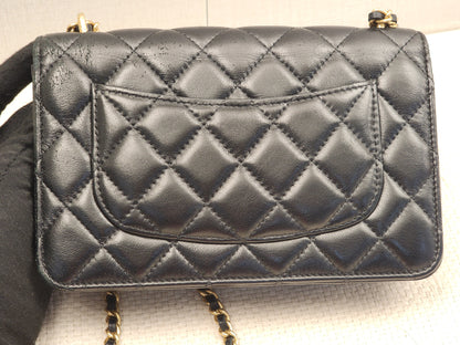 Chanel Black Shiny Lambskin 23C Turnlock WOC (GHW)