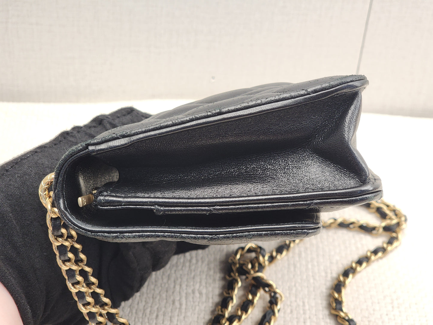Chanel Black Shiny Lambskin 23C Turnlock WOC (GHW)