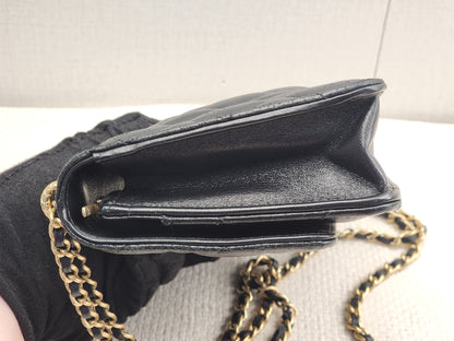 Chanel Black Shiny Lambskin 23C Turnlock WOC (GHW)