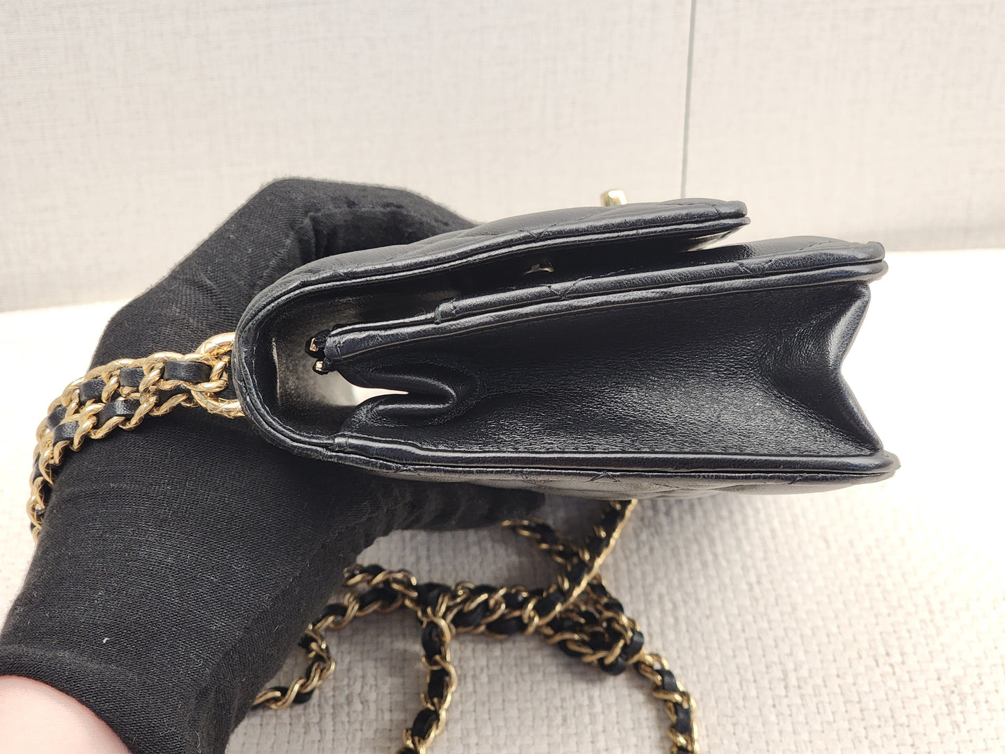 Chanel Black Shiny Lambskin 23C Turnlock WOC (GHW)