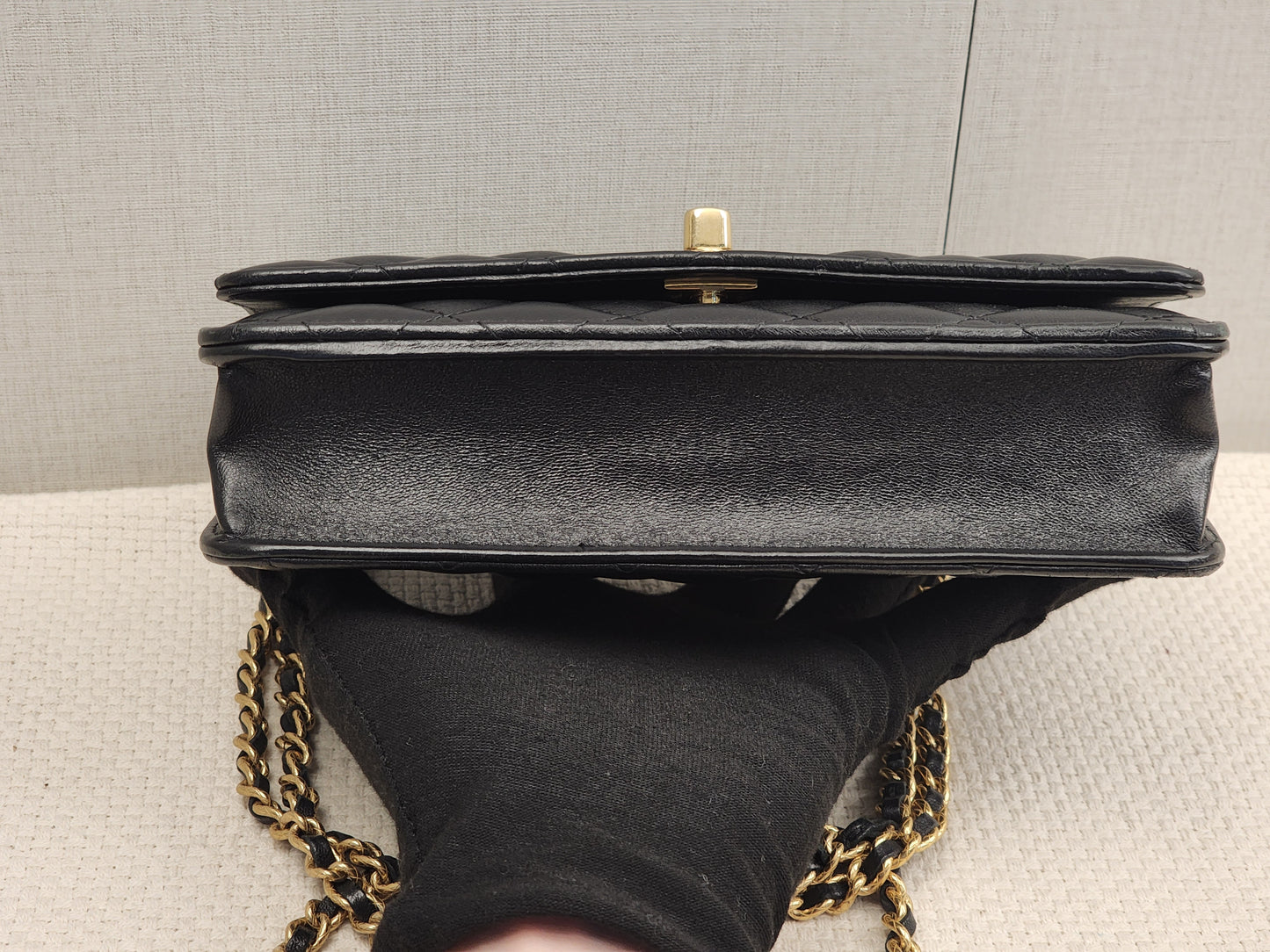 Chanel Black Shiny Lambskin 23C Turnlock WOC (GHW)