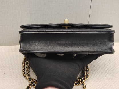 Chanel Black Shiny Lambskin 23C Turnlock WOC (GHW)