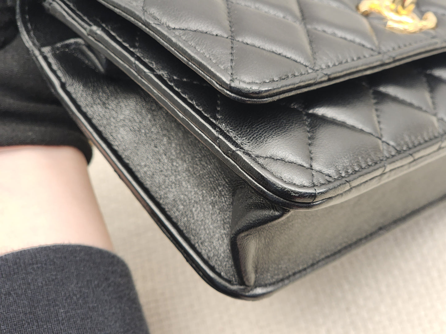 Chanel Black Shiny Lambskin 23C Turnlock WOC (GHW)
